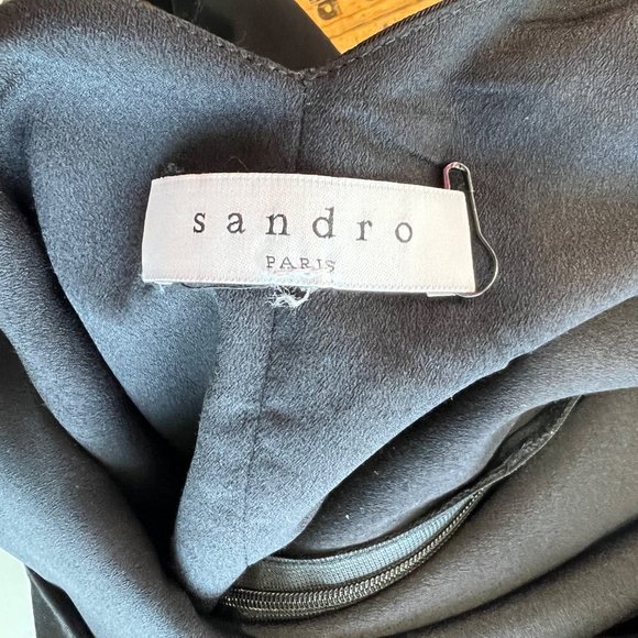 Sandro Paris Replay Mini Dress Women 3 L Pleated Black Trendy Chic Summer Classy - Picture 6 of 10